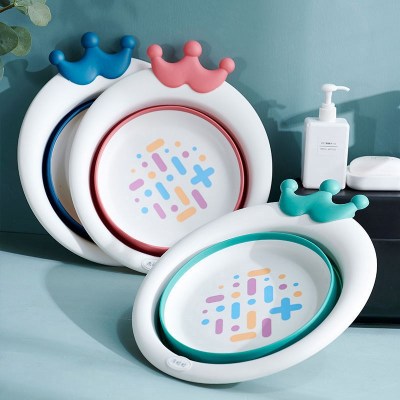 Folding Basin Children's Portable Babies' Wash Basin Baby Silicone Folding Basin Outdoor Cartoon Washbasin Footbath