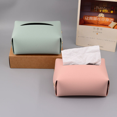 Nordic Simple Creative Leather Tissue Box Home Living Room Decorations Paper Extraction Box Car Coffee Table Storage