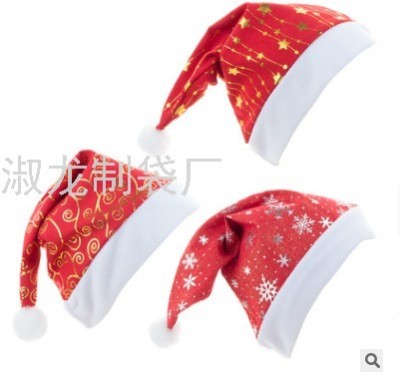 New Linen Christmas Hat Christmas Printed Hat Flannel Bronzing XINGX Snowflake Auspicious Cloud Holiday Decoration Wear