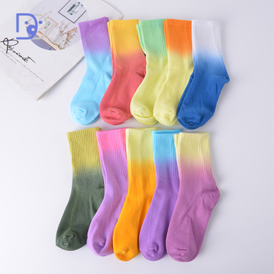 Sweet cool girl tie-dye socks men and women Knee-High socks INS trend fashion Korean cotton all-matching all-season