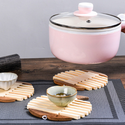 Anti-Scald Thermal Pad Solid Color Bamboo Apple Mat Home Creative Pot Mat Bowl Mat Bamboo Placemat