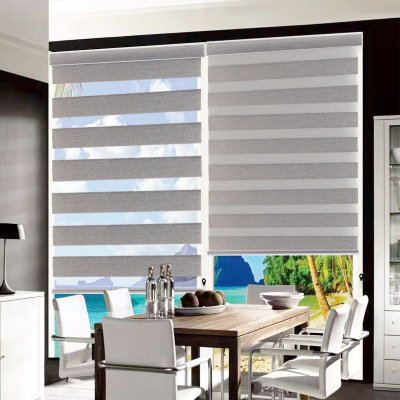 American-Style Double-Layer Silver Gray High Shading Curtain Soft Gauze Curtain Engineering Office Bedroom Hotel Sunshade Double Roller Blind