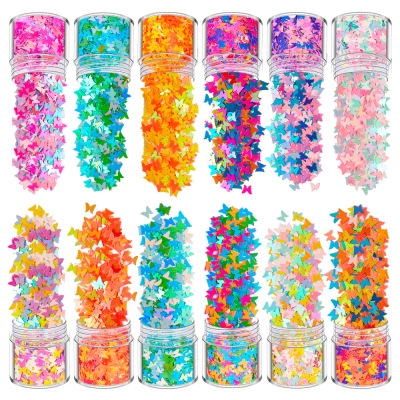 Manicure Butterfly Sequins Pearl Laser Mixed 12 Color Set Nail Ornament Handmade Epoxy Slim Material