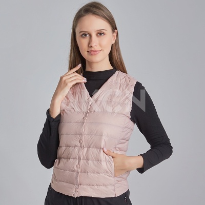 Women's Vest Lightweight 2 Buttons Can Be Used as V-neck down Jacket