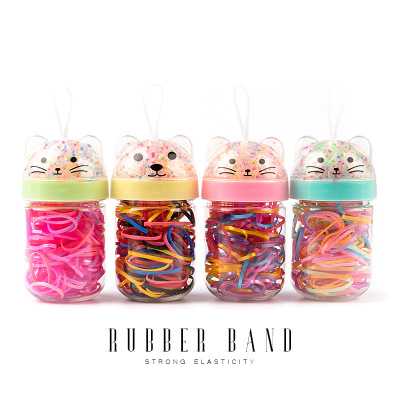 New Kitty Bottled Hair Band Strong Pull Constantly Thickened Disposable Small Rubber Band Children Do Not Hurt Hair Rope Hair Accessories