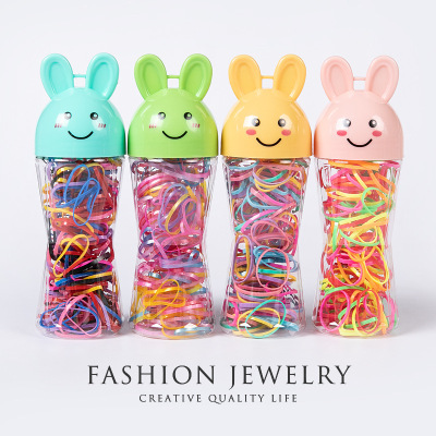 Korean Cartoon Barrel Children's Small Rubber Band High Elastic Continuous Disposable Hair Band Does Not Hurt Hair Rope Female Mixed Color Hair Accessories