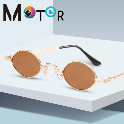 Cross-Border Retro Small Frame Sunglasses Female Ins Foreign Trade Personality Sunglasses Male Trendy European and American Hip Hop Resin Sunglasses