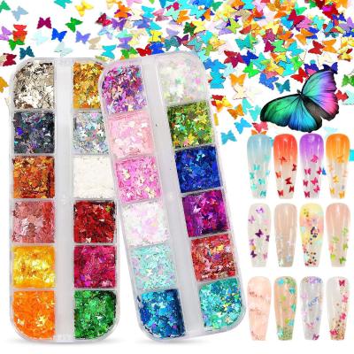 Nail Butterfly Sequins Heart-Shaped Laser Ornament 12 Colors Nail Sticker Amazon Manicure Set