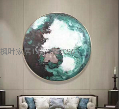 Hand-Painted Abstract Entry Entrance round Decorative Painting Modern Chinese Style Corridor Painting Light Luxury Hall Huge Oil Painting Wall