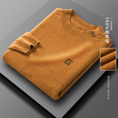 2021 Autumn and Winter New Sweater Men's 100 Pure Wool Knit Pullover round Neck Sweater Casual Bottoming Sweater