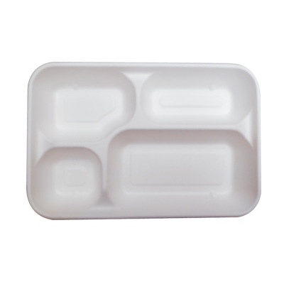 Packaging Good Disposable Environmentally Friendly Pulp Four Grid Plate Compostable Degradable Sugarcane Pulp Plate