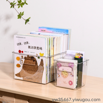 W16-a24 Bathroom Finishing Storage Box Transparent Pet Desktop Stationery Finishing Box Stackable Square Refrigerator Box