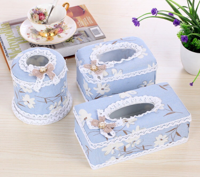 Novel Pure Cotton Environmentally Friendly Tissue Box Western Style Tissue Dispenser Tissue Box for Car