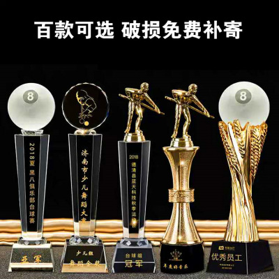 Billiards Football Basketball Badminton Table Tennis Tennis Golf Competition Prize Sports Meeting Crystal Trophy Customization