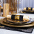 Western Cuisine Plate European-Style Modern Model Room Tableware Set Table Display Set Black Golden Edge