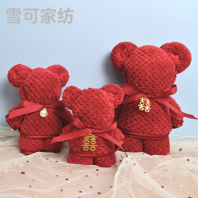 Bear Towel Hand Gift Wedding Wedding Shop Wedding Candy Red Gift Small Gift Coral Velvet Towel