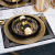 Western Cuisine Plate European-Style Modern Model Room Tableware Set Table Display Set Black Golden Edge