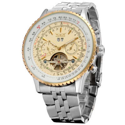 Jargar Winner Men's Watch Automatic Mechanical Watch Tourbillon Hollow Fashion Men's Full Stainless Steel Watch