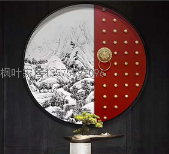 New Chinese Style Living Room Decorative Painting Double Painting Vertical Version Study Hanging Painting Tea Room Three-Dimensional Physical Picture Scroll Hotel Aisle