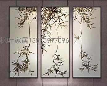 New Chinese Modern Minimalist Living Room Embossed Decorative Painting Sofa Background Wall Abstract Landscape Circular Hanging Painting Mural