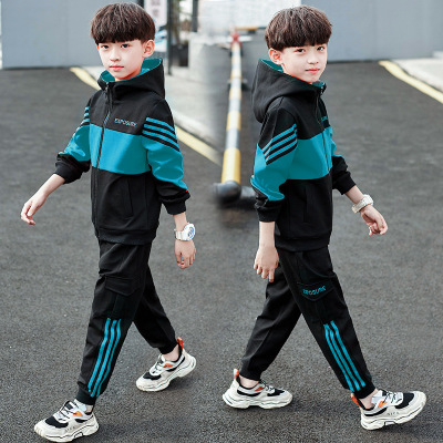 Children's Clothing Boys' Spring and Autumn Clothing Two-Piece Set 2021 New Children's Sports Spring Boys Korean Style Medium and Big Children Western Style Suit