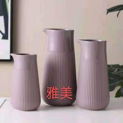 Modern Minimalist White Ceramics Living Room Floral Arrangement Dried Flower Vase Decoration Nordic Study TV Cabinet Decorations