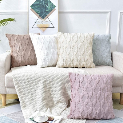 Amazon Cross-Border Home Pillow Plain Short Plush Geometric Diamond Pillow Cover Living Room Decorative Sofa Cushion Cover