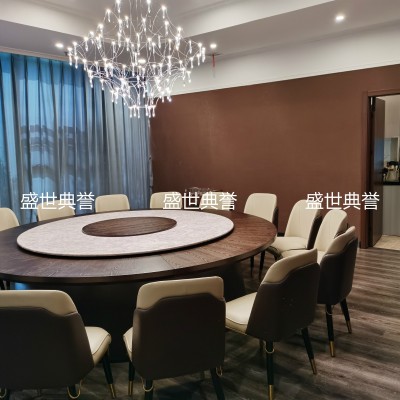 Datong Hotel Solid Wood Electric Table Club Marble Electric Turntable Dining Table Restaurant Solid Wood Round Table