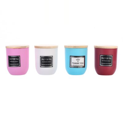 Nordic Style Hand-Made Aromatherapy Candle with Wooden Lid Glass, Macaron Color Soothing and Soothing Surface Fragrance Candle