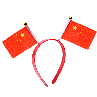 Hot Sale National Day Headband Activity Jubilant Decoration Head Buckle the Five-Starred Red Flag Headband Small Flag Headband Headdress Wholesale