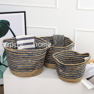 Corn Rope Straw Woven Storage Basket Clothing Storage Basket Desktop Sundries Toy Storage