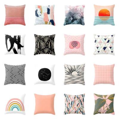 INS Geometric Flower Pillow Cover Amazon Household Goods 2021 Nordic Peach Skin Fabric Throw Pillowcase Sofa Cushion