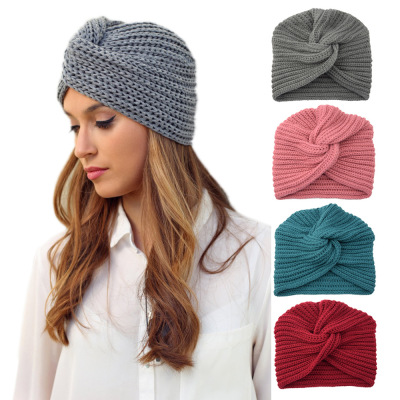 European and American Cashmere Cross Indian Hat Muslim Hat Woolen Knitted Hat Sleeve Cap Bohemian Toque