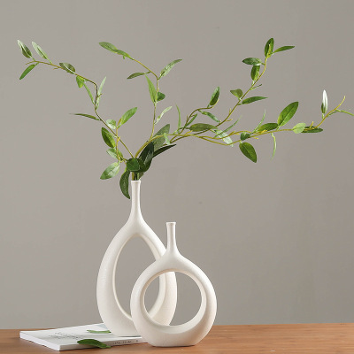 Creative White Ceramic Vase Creative Ins Style Home Living Room Countertop Dried Flowers Flower Arrangement Decoration