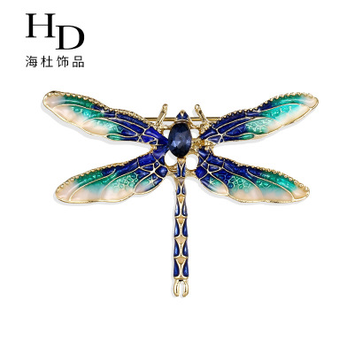 Enamel Drop Oil Dragonfly Breastpin Corsage Female Fashion Rhinestone-Encrusted Animal Pin Costume Accessories Brooch