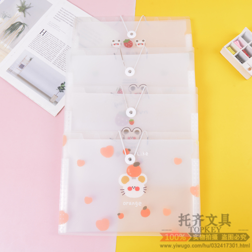 folder transparent buckle file holder student data sorting test paper clip simple cartoon file bag file bag