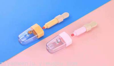 6-Color Cartoon Mini Popsicle Fluorescent Pen Student Journal Painting Key Drawing Marker
