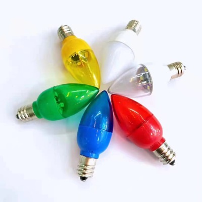 LED Candle Light E14/E27 Color Tip Bubble Split Tip Bubble Red Yellow Blue and Green Color Tip Bubble Christmas Bulb