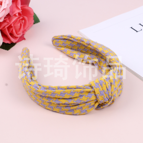 factory direct sales multilateral plaid mori women‘s wide-brimmed headband simple super fairy headband all-match internet celebrity hairpin