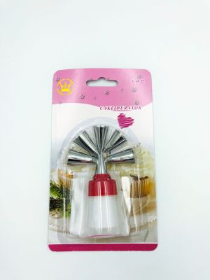 Stainless Steel 430 Decorating Nozzle 8-Piece Set 6 Tip Connector Silica Gel Pastry Bag White Baking Cream Lace