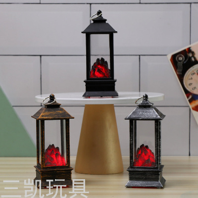 Christmas Storm Lantern Simulation Black Charcoal Fire Lamp Fireplace Small Storm Lantern Flame Lamp Small Oil Lamp Candle Light Halloween Ornaments