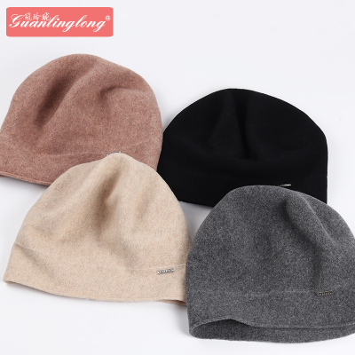 New Cashmere Hat Women's Autumn and Winter Korean Casual All-Matching Warm Earflaps Head-Wrapping Cap Japanese Knitted Hat Pile Heap Cap