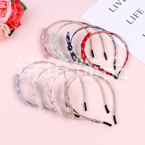 Colorful Narrow Bow Super Fairy Mori Girl Simple Small Floral pattern Headband Simple Headband Hair Clip for Face Washing