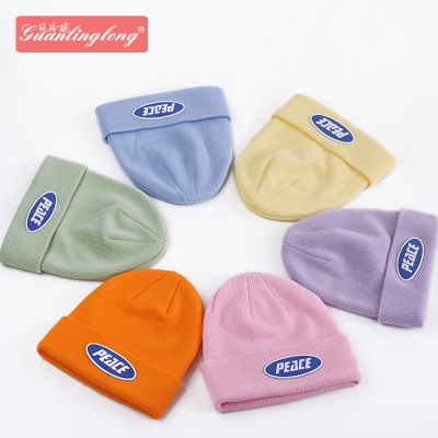 2021 New Hat Autumn and Winter Solid Color Sleeve Cap Korean Style Japanese Style Woolen Cap Labeling Warm Hat All-Matching Knitted Hat