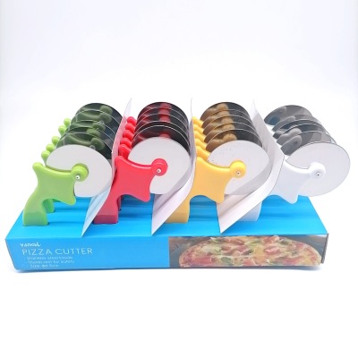 24Pc Color Box Package Pizza Wheel Knife Stainless Steel Pizza Knife Hob round Plastic Handle Single Wheel Pizza Cutter