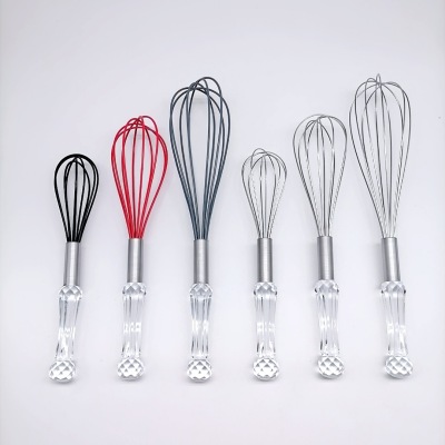 New Crystal Handle Stainless Steel Eggbeater Silicone Eggbeater Cream Egg Batter for Baking