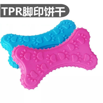 Wholesale Pet Toy TPR Footprints Biscuit Dog Bite Toy Molar Relieving Stuffy Dog Training Supplies