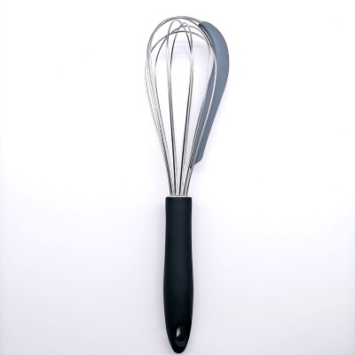 Pp Handle Stainless Steel Eggbeater 10-Inch 6 Strip Line Silicone Scraper Egg Beater Cream Stirring Baking Tool