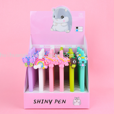 Korean Creative Stationery Silicone Unicorn Rainbow Little Bear Cartoon Ballpoint Pen Student Black 0.5M Signature