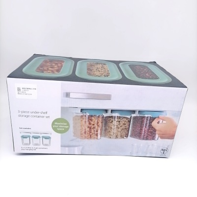 Kitchen Hanging Storage Rack Three-Piece Set Cereal Can Transparent Covered Food Storage Crisper Plastic Storage